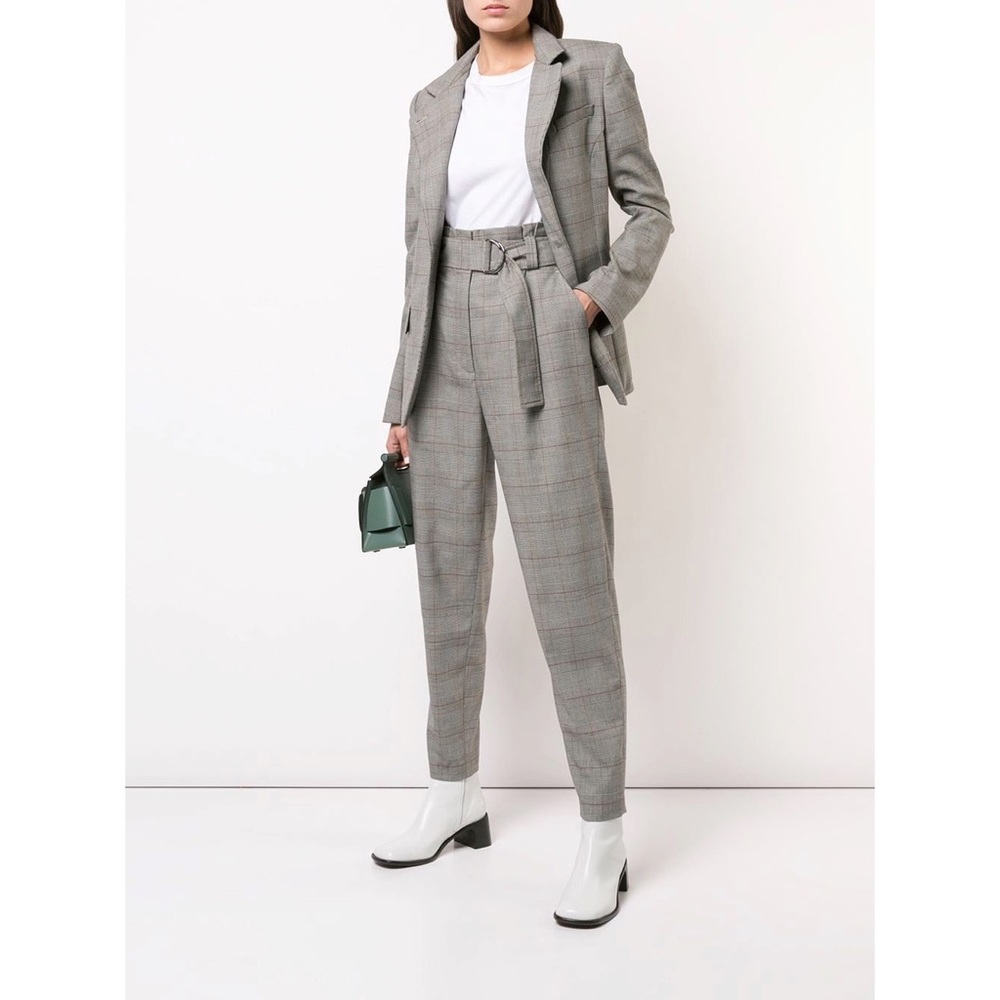A.L.C. Diego Pant Wool Checked Paper Bag Trousers
